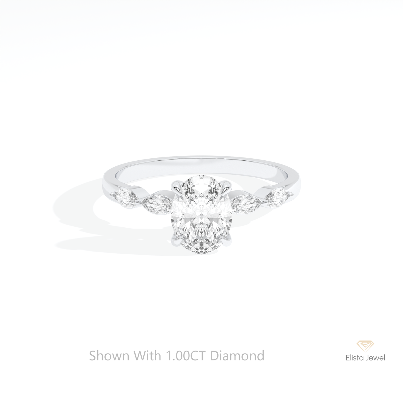 Oval Cut Accent Engagement Ring