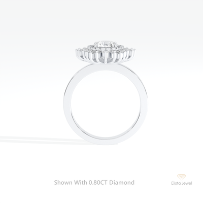 Round Cut Halo Art Deco Wedding Ring