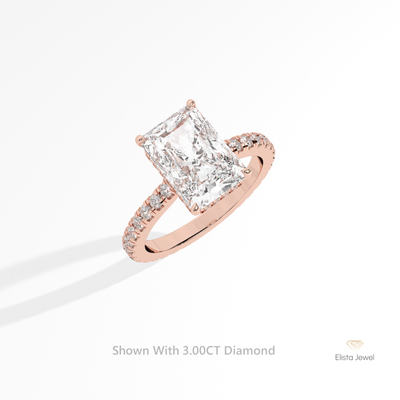 Radiant Cut Hidden Halo Wedding Ring