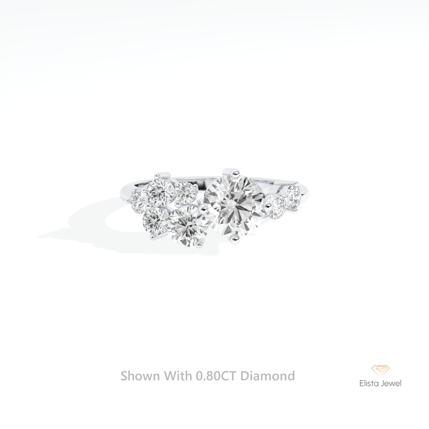 Round Cut Cluster Wedding Ring