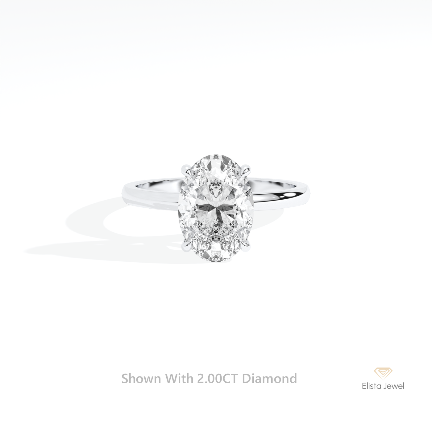 Oval Cut Solitaire Hidden Halo Wedding Ring