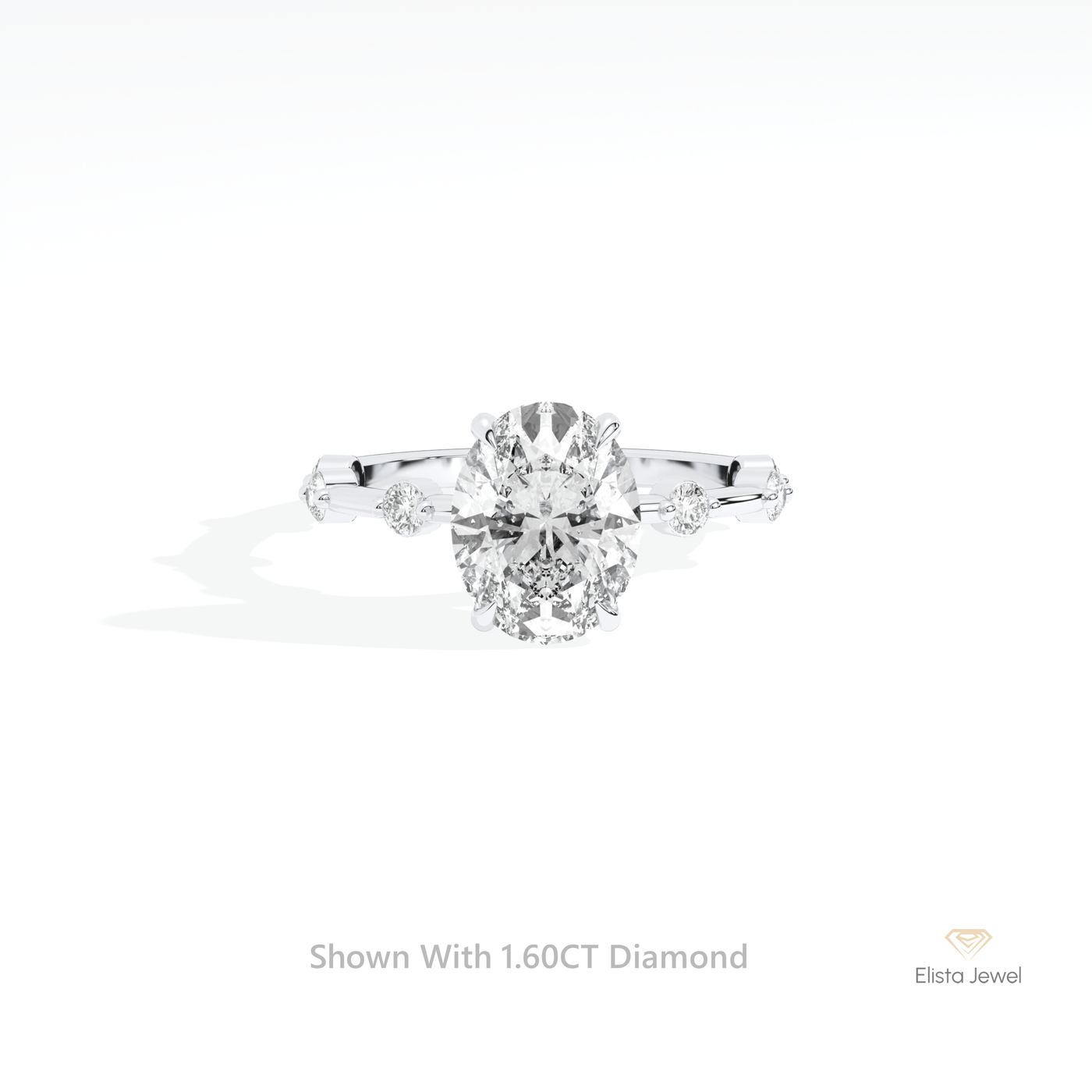 Oval Cut Accent Engagement Ring