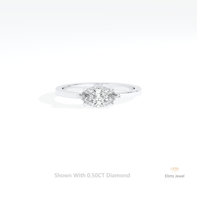 East West Marquise Cut Solitaire Ring