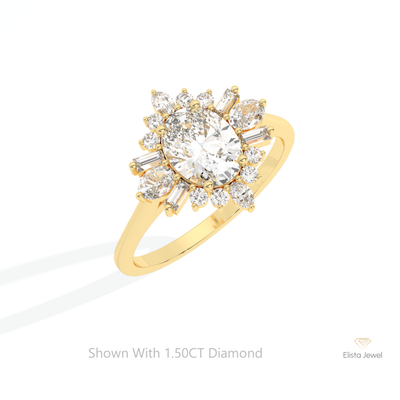 Oval Cut Art Deco Engagement Ring