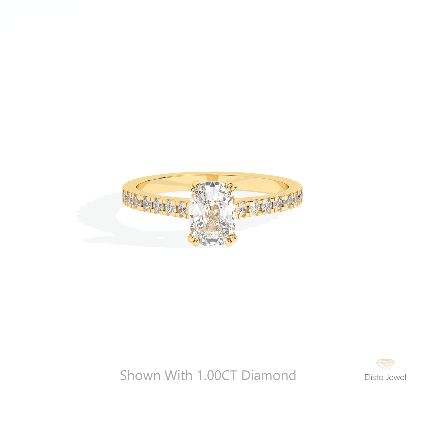 Elongated Cushion Cut Hidden Halo Ring