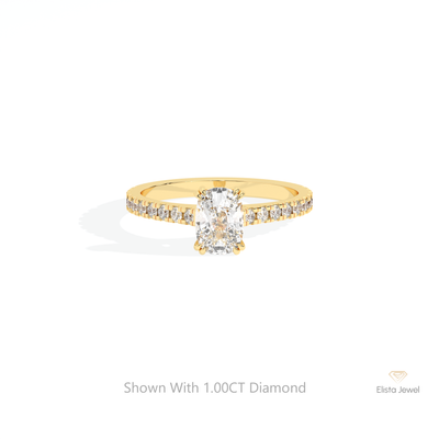 Elongated Cushion Cut Hidden Halo Ring