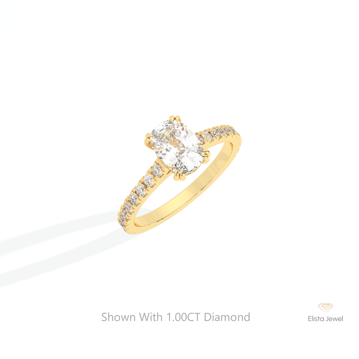 Elongated Cushion Cut Hidden Halo Ring