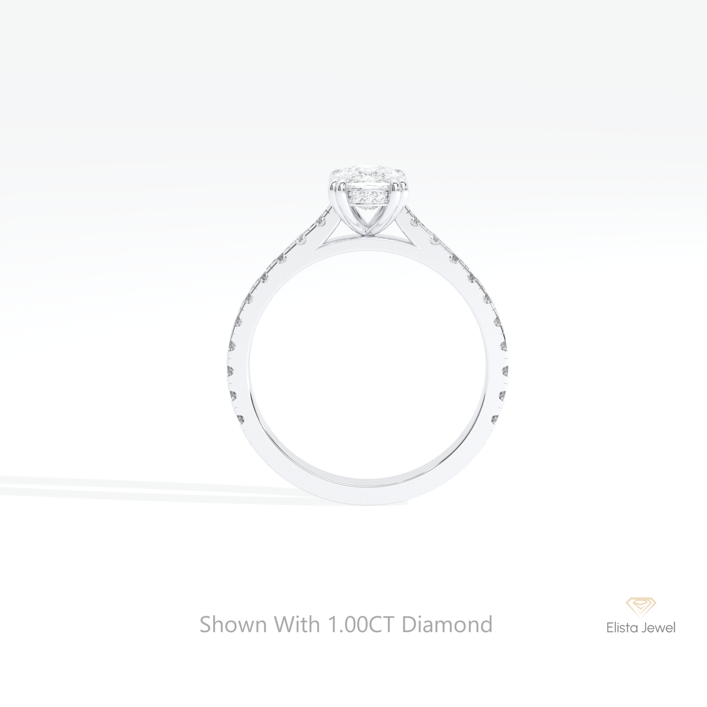 Elongated Cushion Cut Hidden Halo Ring