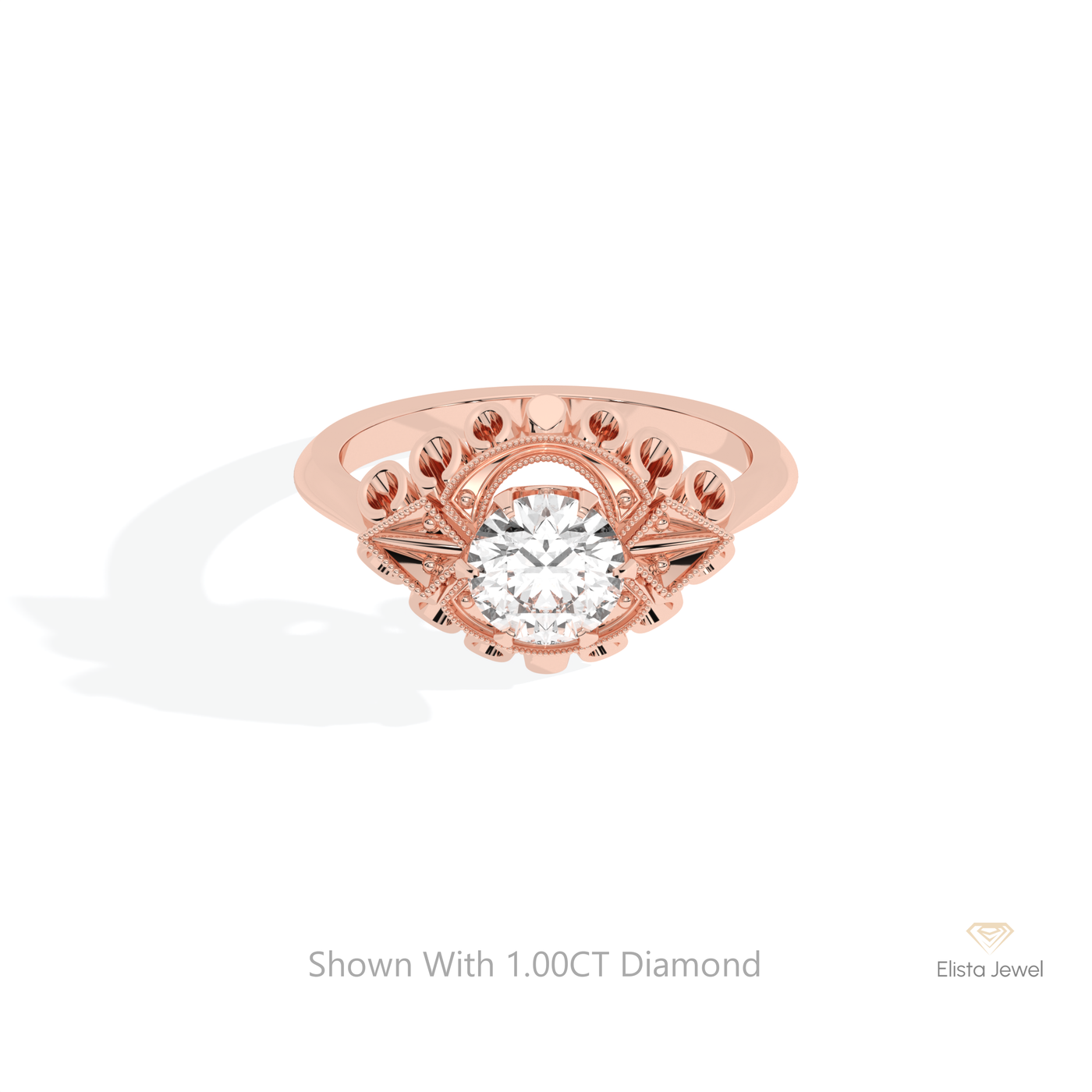 Round Cut Art Deco Engagement Ring