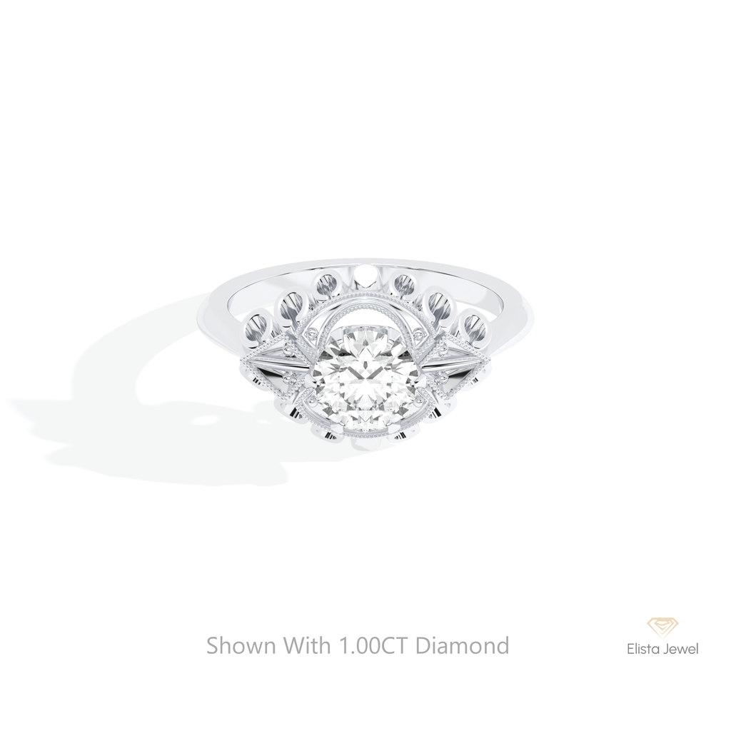 Round Cut Art Deco Engagement Ring