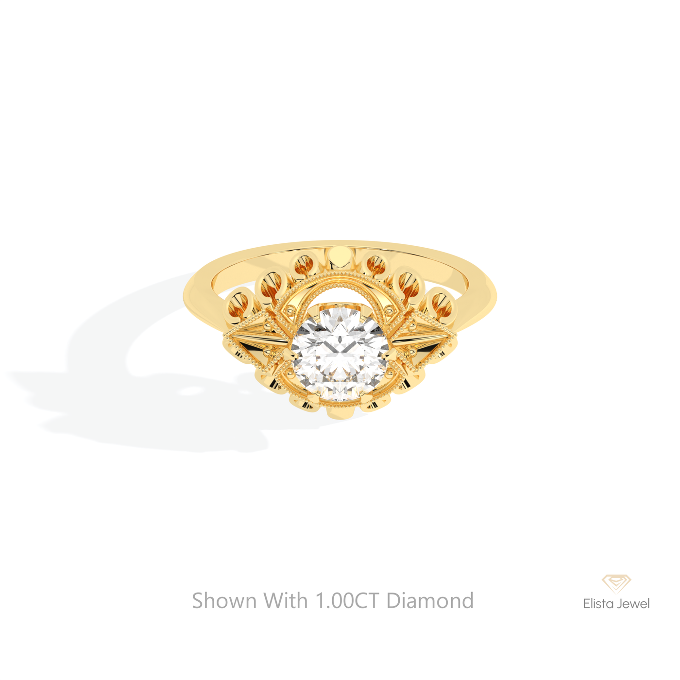 Round Cut Art Deco Engagement Ring