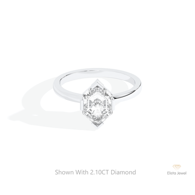 Hexagon Cut Solitaire Engagement Ring