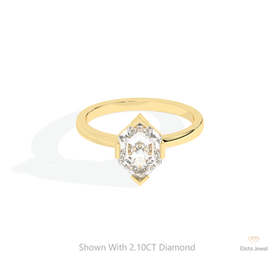Hexagon Cut Solitaire Engagement Ring