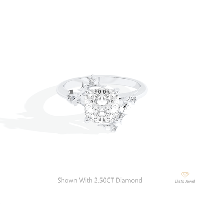 Cushion Cut Cluster Engagement Ring