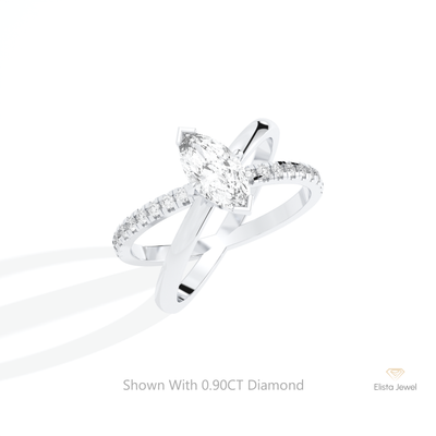 Marquise Cut Crossover Wedding Ring