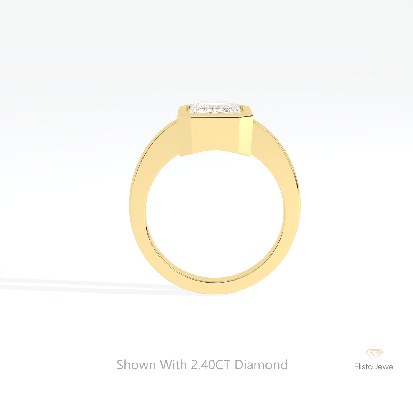 Emerald Cut Full Bezel Wedding Ring