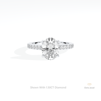 Oval Cut Hidden Halo Engagement Ring