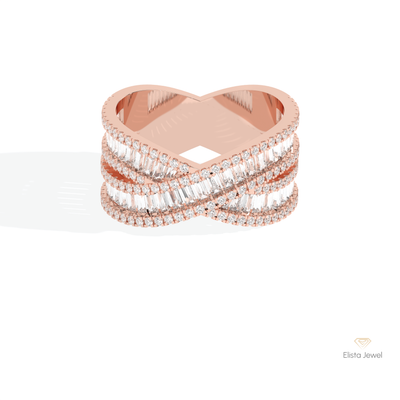 Baguette Cut Crossover Wedding Band