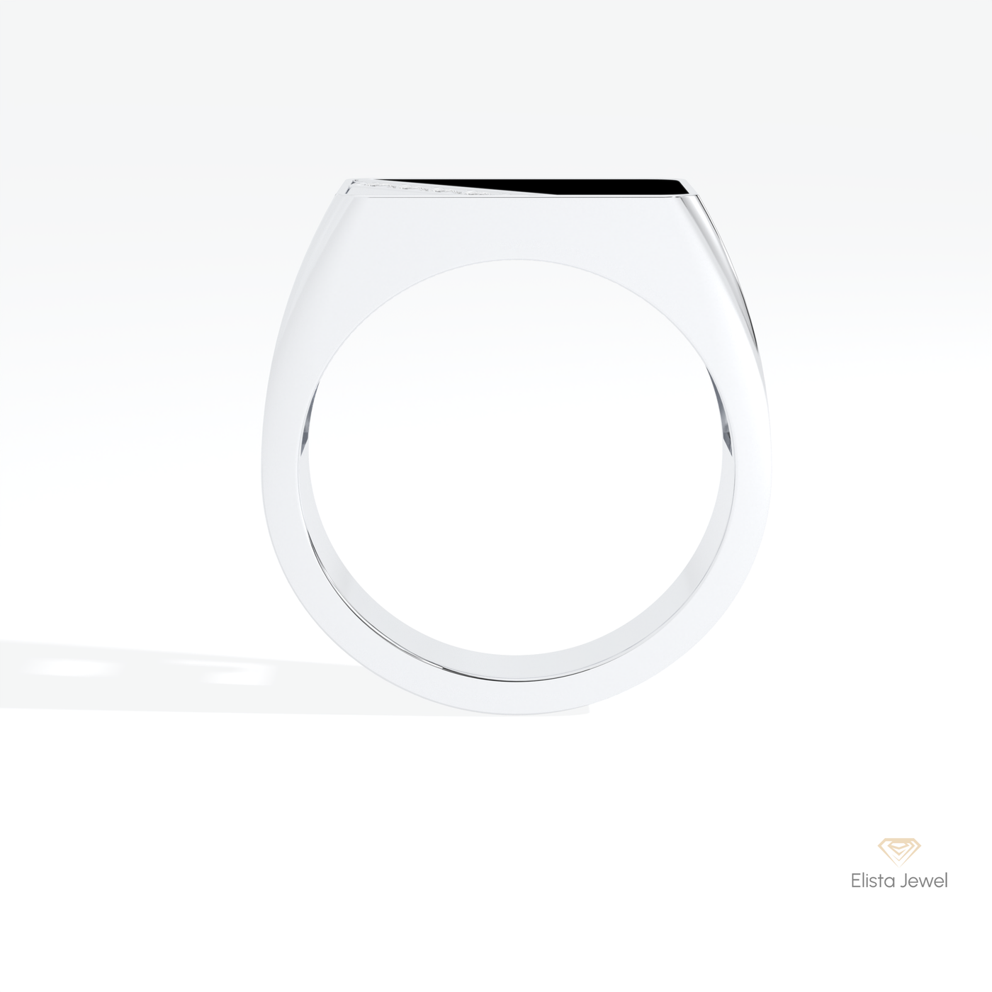 Round Cut With Black Onyx Men's Ring