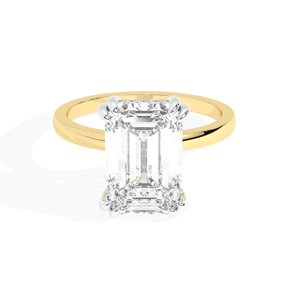 5CT Emerald Cut Lab Grown Diamond 14K Gold Two tone engagement ring