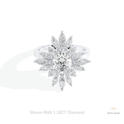 Oval Cut Starburst Engagement Ring