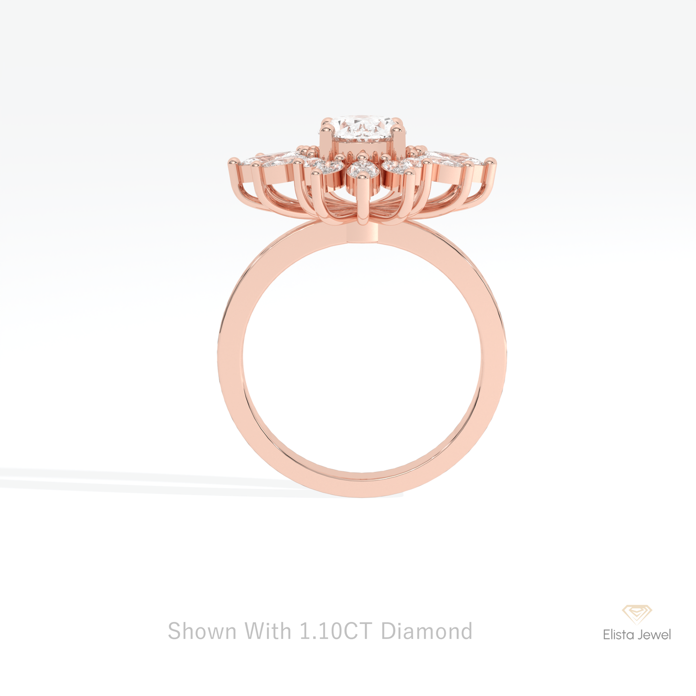 Oval Cut Starburst Engagement Ring