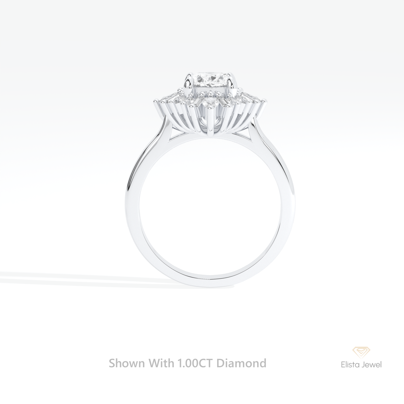 Oval Cut Halo Art Deco Wedding Ring