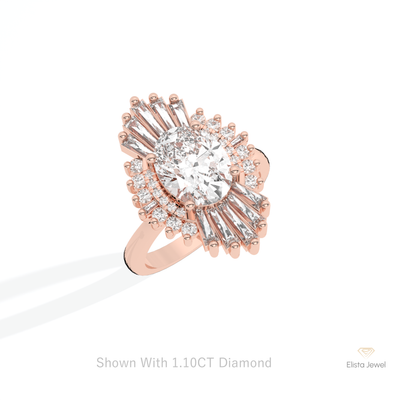 Oval Cut Starburst Engagement Ring