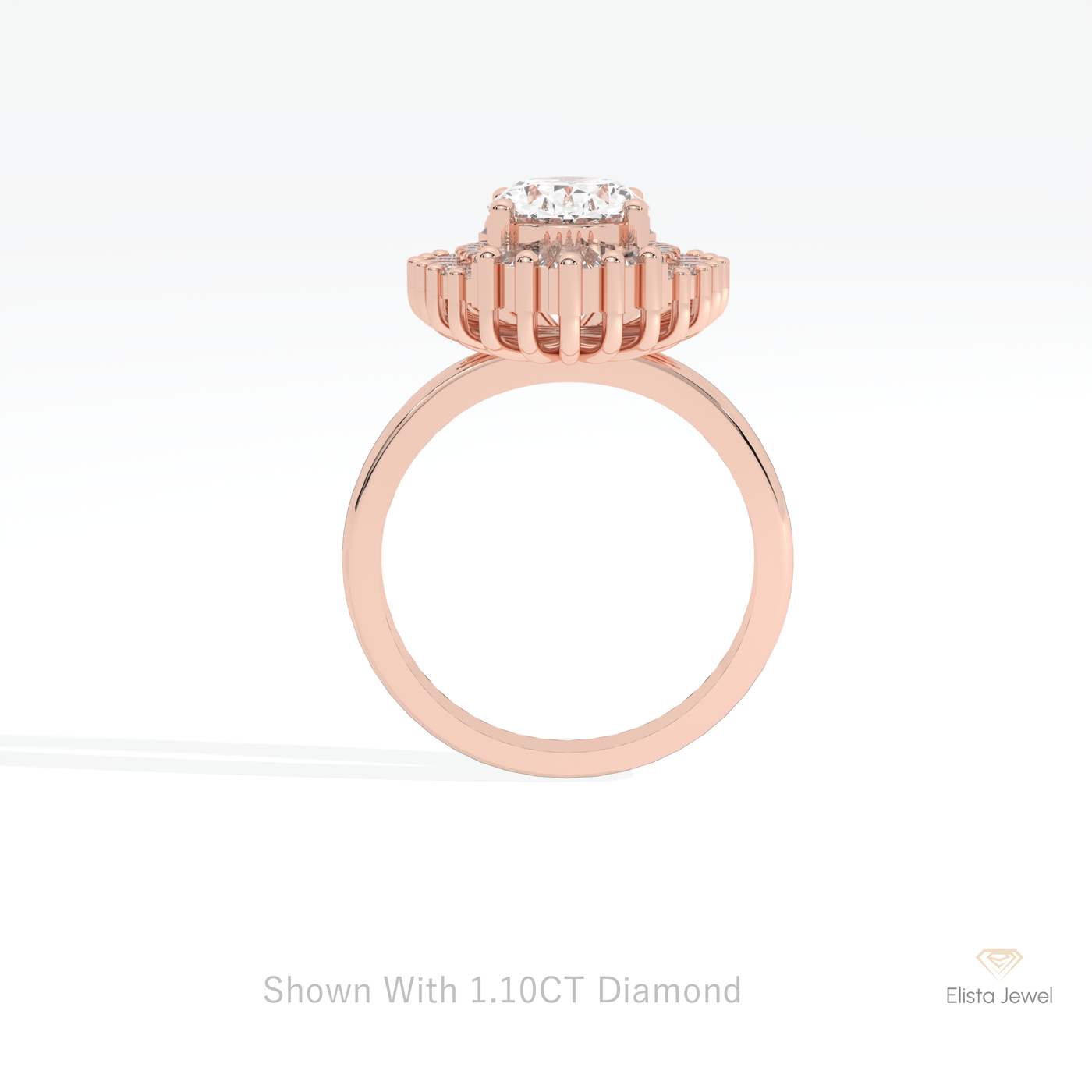 Oval Cut Starburst Engagement Ring