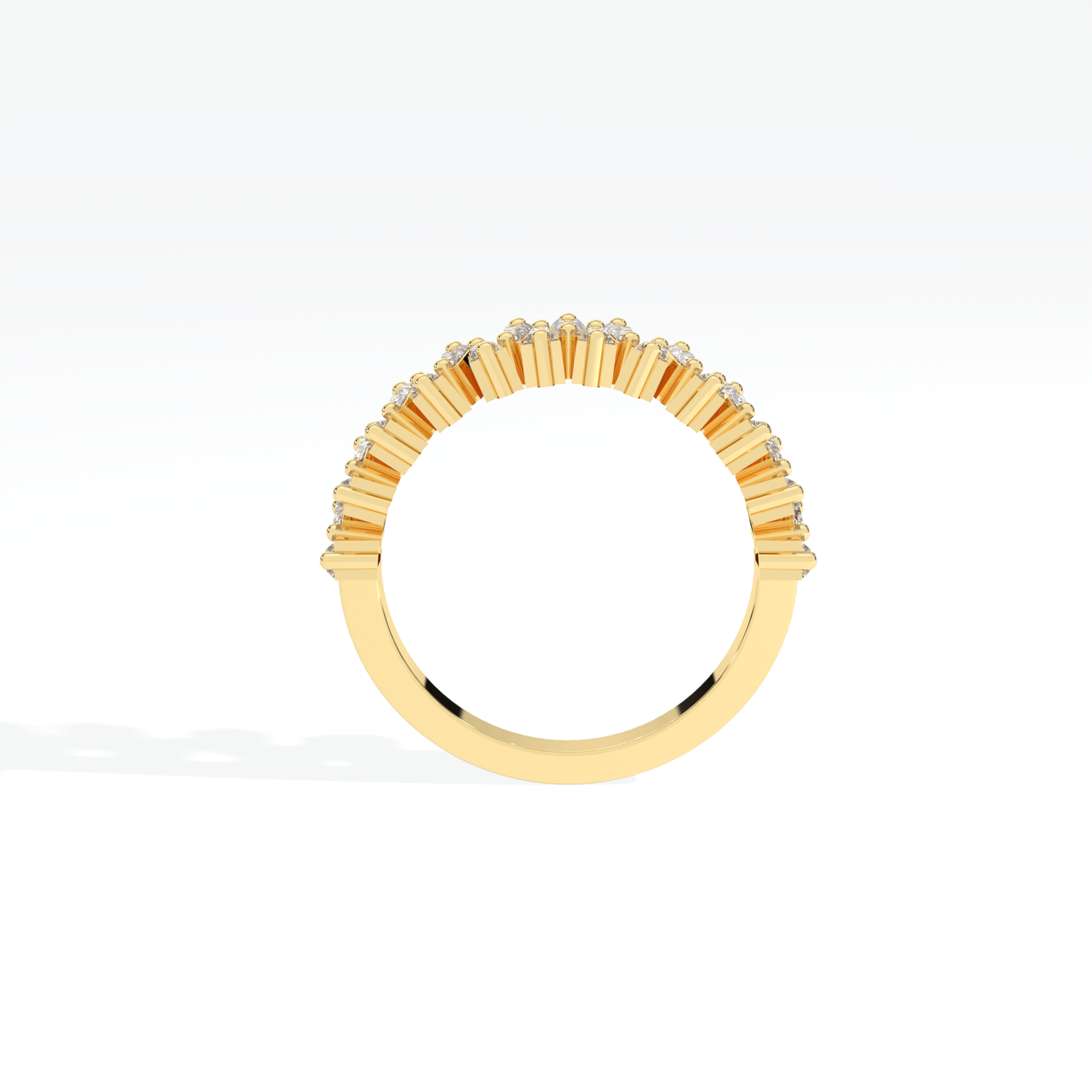 Trapped Baguette Cut Wedding Band