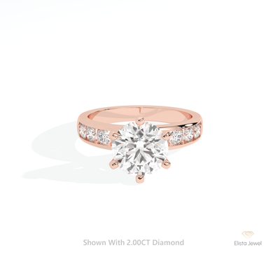 Round Cut Accent Engagement Ring