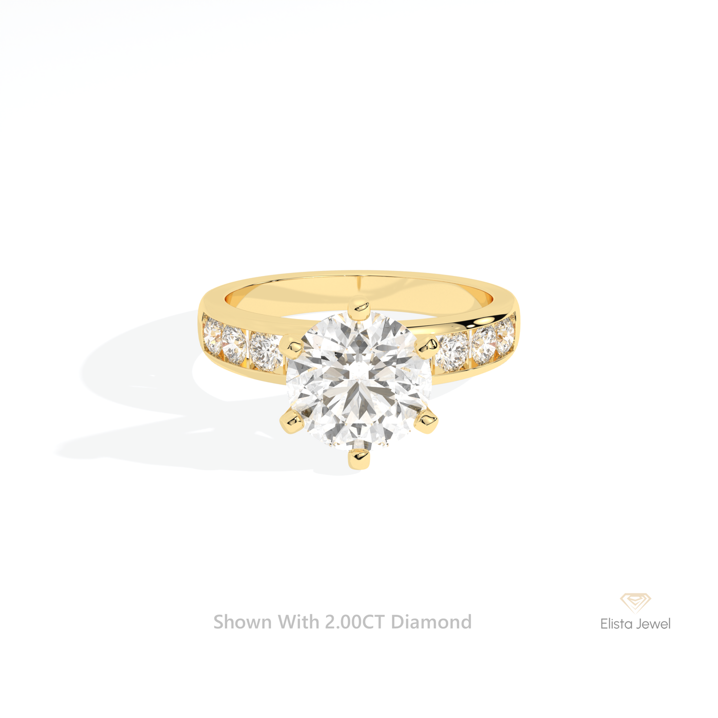 Round Cut Accent Engagement Ring