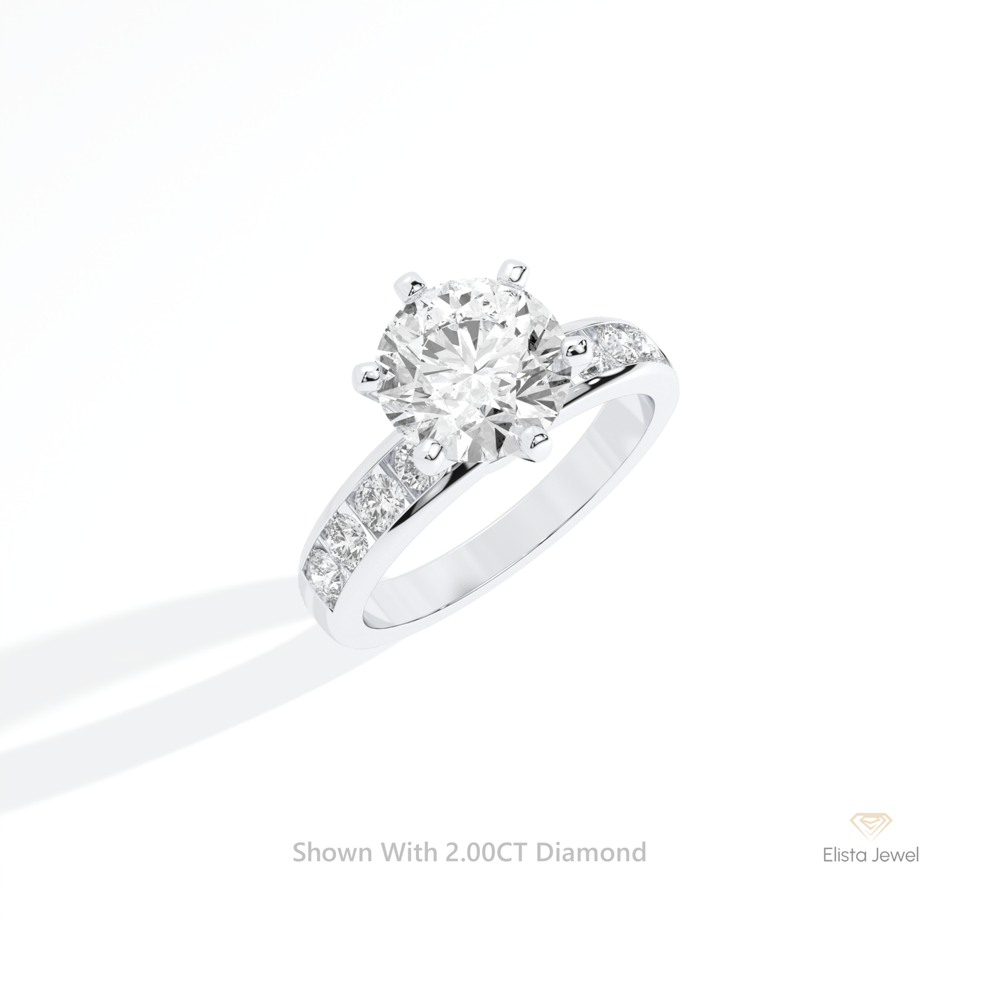 Round Cut Accent Engagement Ring