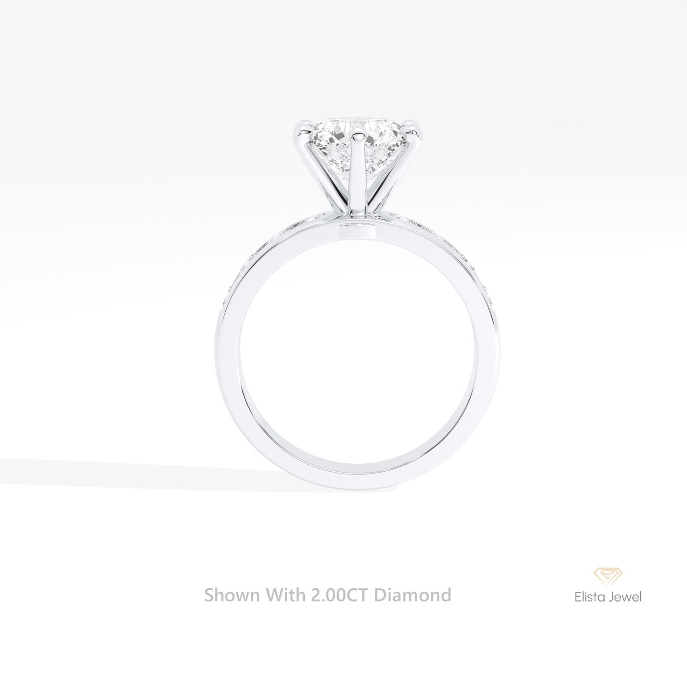 Round Cut Accent Engagement Ring