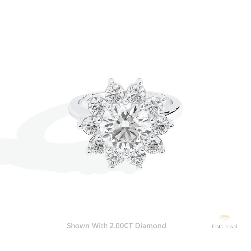 Round Cut Halo Art Deco Ring