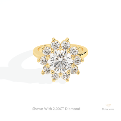 Round Cut Halo Art Deco Ring