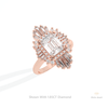 Emerald Cut Double Halo Starburst Ring