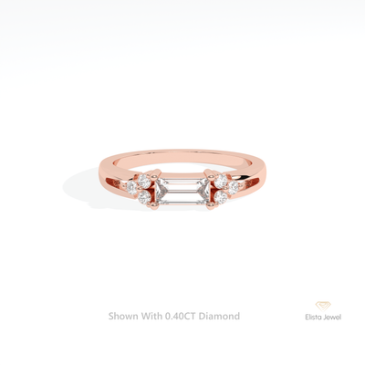 Baguette& Round Cut Engagement Ring