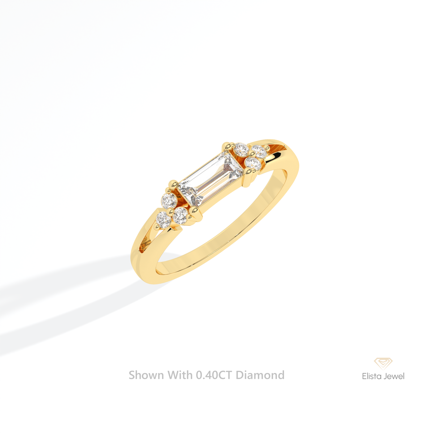 Baguette& Round Cut Engagement Ring