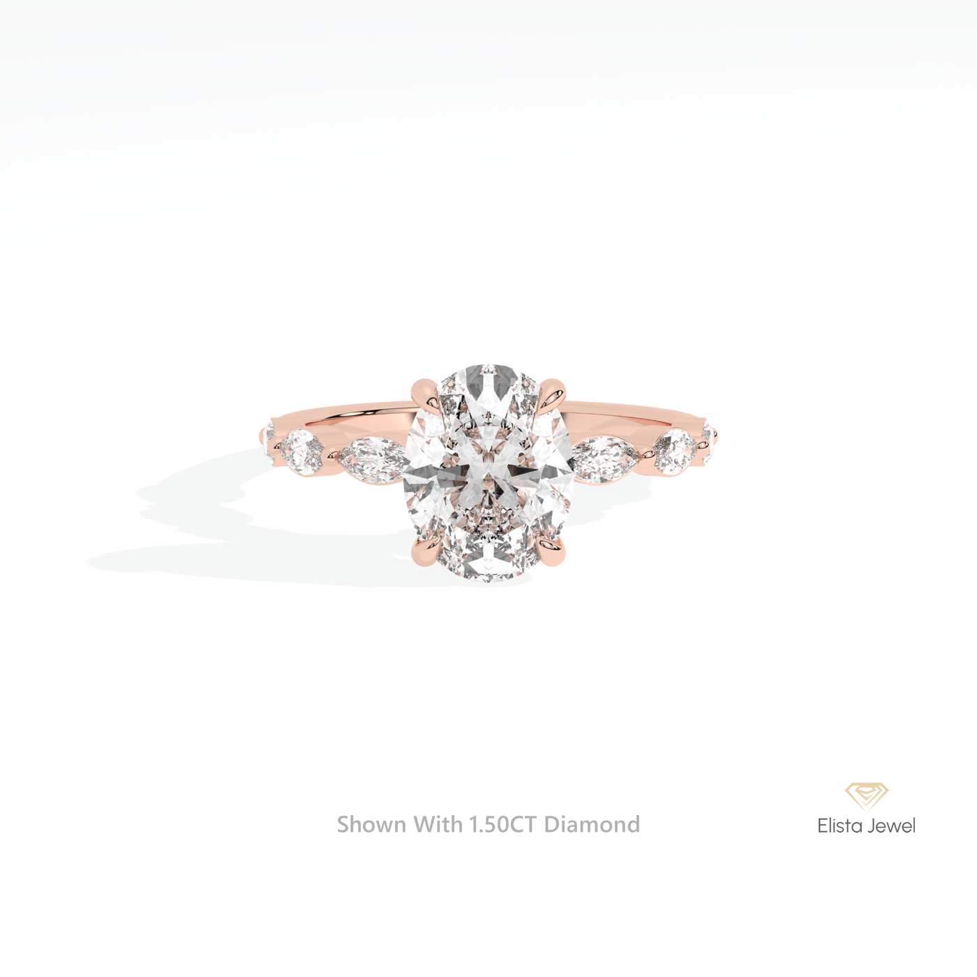 Oval Cut Accent Engagement Ring