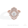 Round Cut Double Halo Art Deco Ring