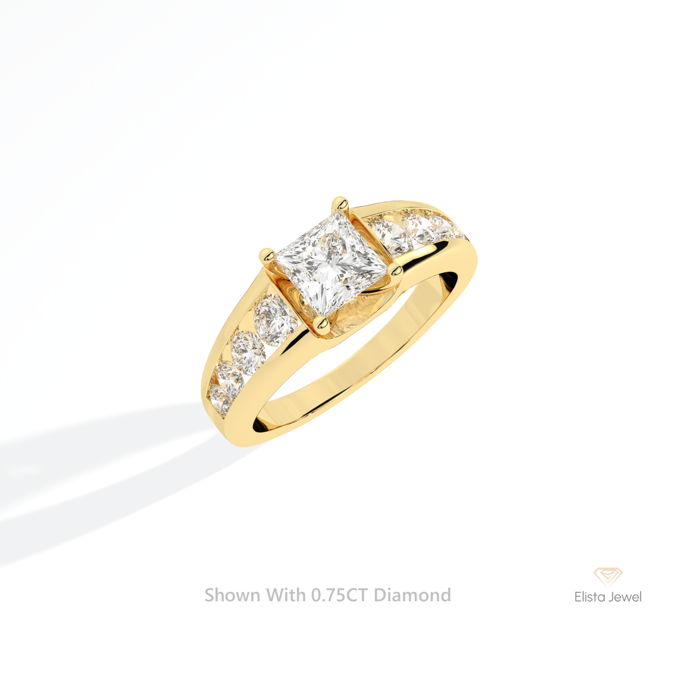 Princess Cut Accent Engagement Ring