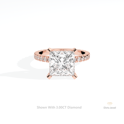 Princess Cut Hidden Halo Engagement Ring