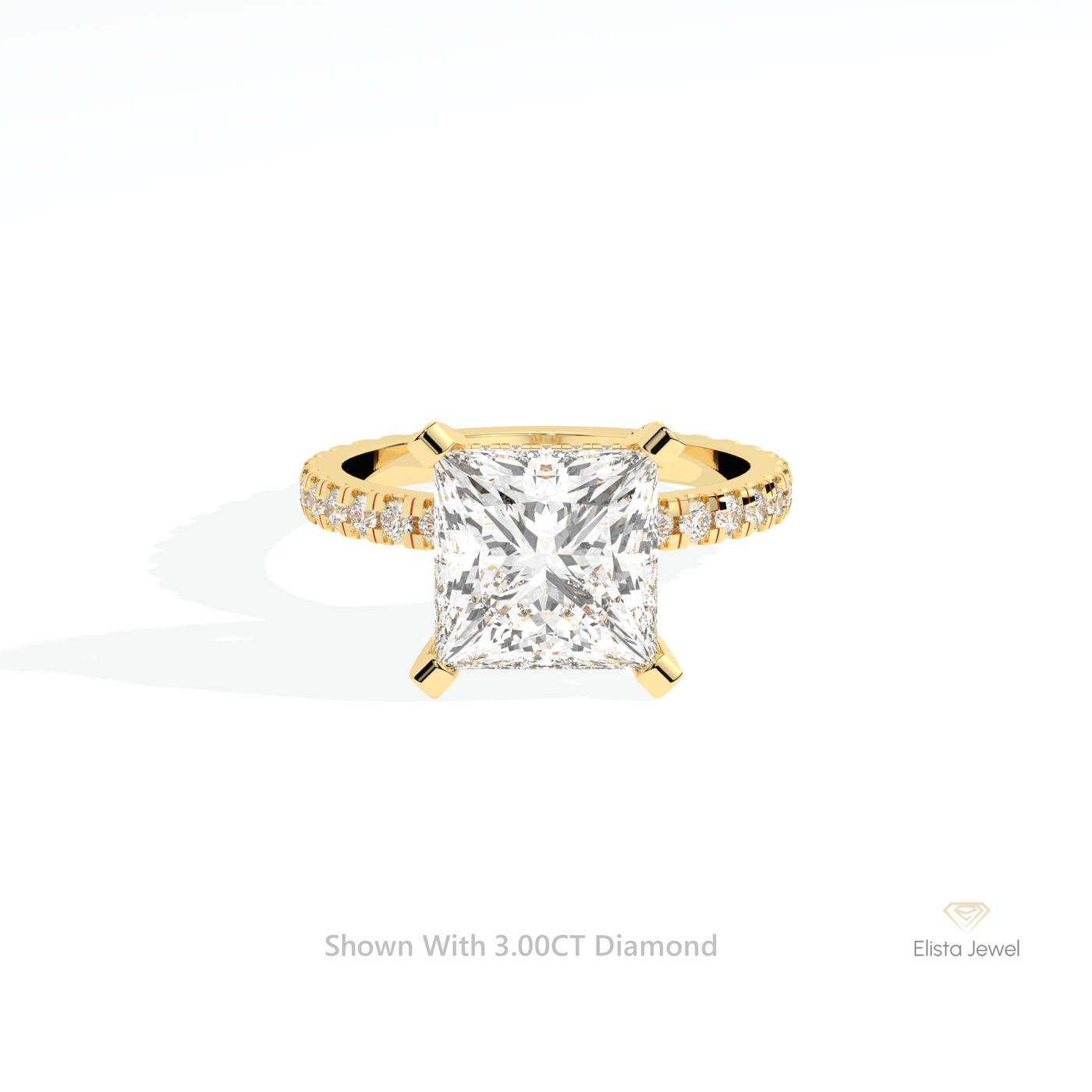 Princess Cut Hidden Halo Engagement Ring