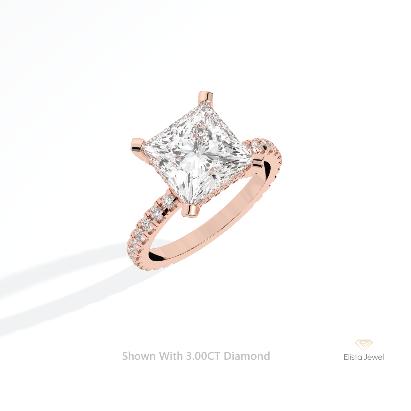 Princess Cut Hidden Halo Engagement Ring