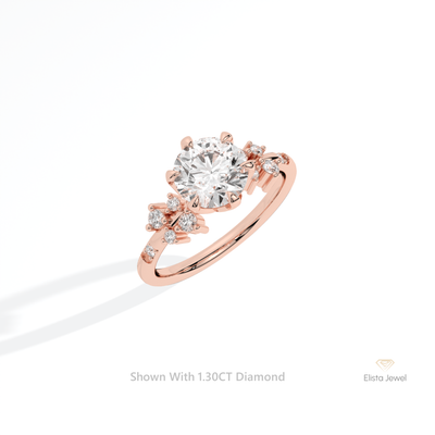 Round Cut Solitaire Accent Ring