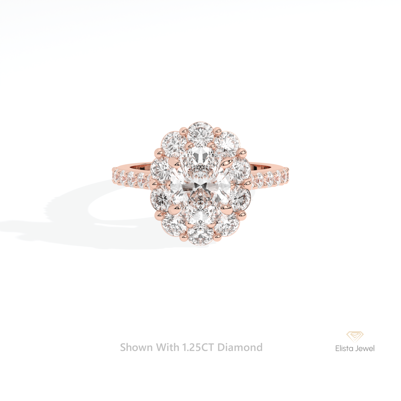 Oval Cut Floral Halo Engagement Ring