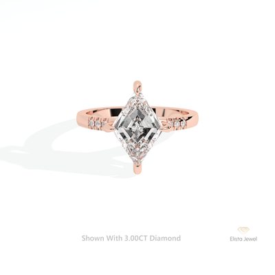 Kite Cut Accent Engagement Ring