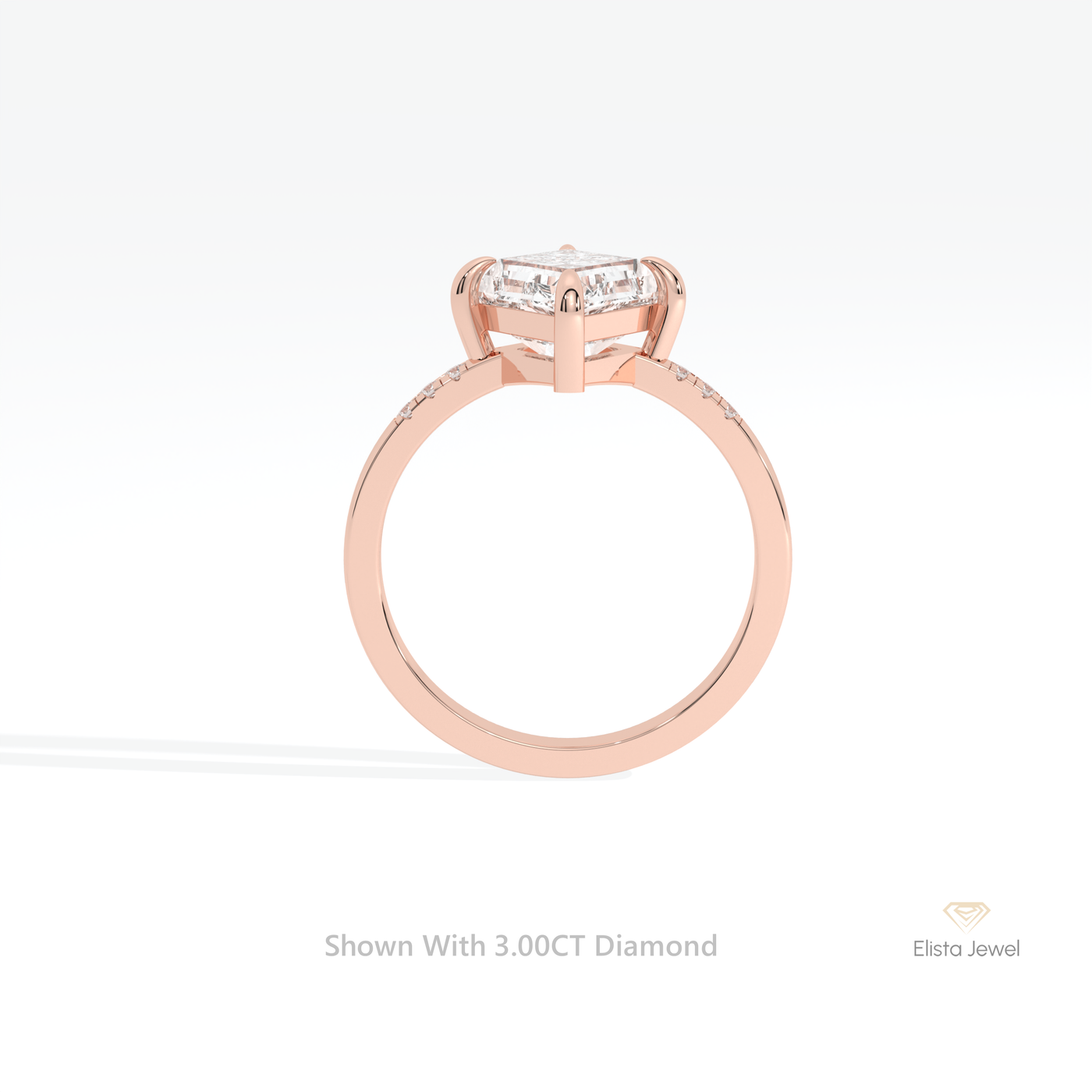 Kite Cut Accent Engagement Ring