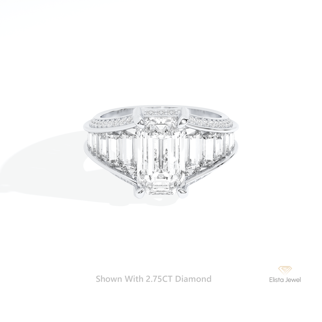 Emerald Cut Accent Art Deco Ring